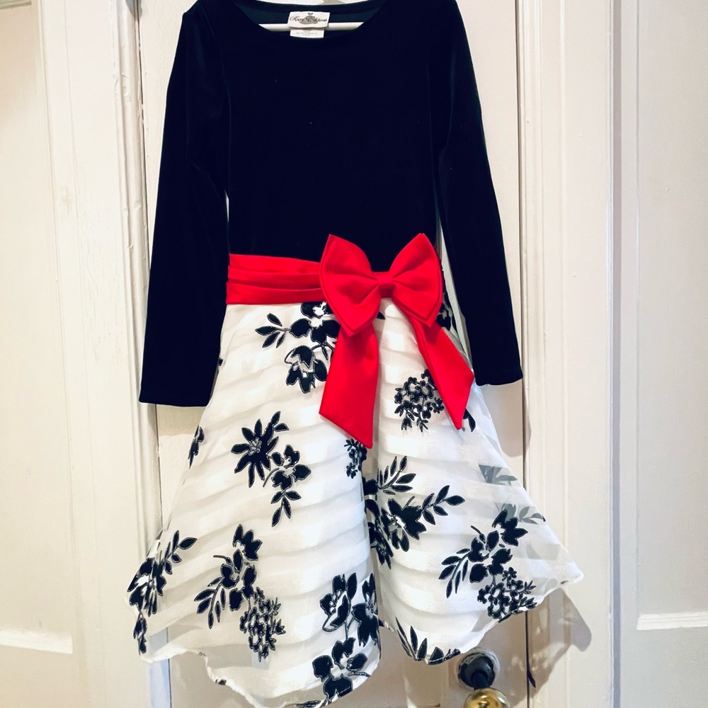 Rare Editions Girls Velvet Bodice to Embroidered Skirt.